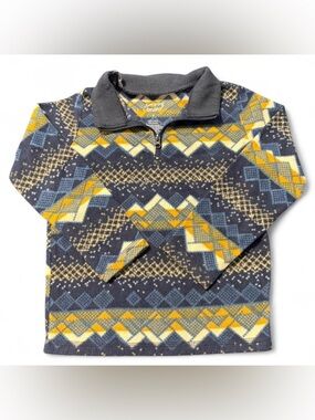 Jumping beans Navy & Yellow Geometric Fleece Pullover